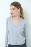 CARDIGAN BASIC SCOLLO V GRIGIO