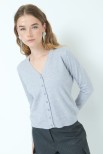 CARDIGAN BASIC SCOLLO V GRIGIO