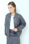 BOMBER IN PELLE CON ELASTICO FANGO