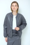 BOMBER IN PELLE CON ELASTICO FANGO