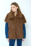 GILET ECO PELLICCIA PELO LUNGO MOCHA