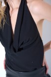 TOP/BODY STRASS SCHIENA SCOPERTA NERO