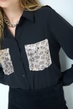 CAMICIA CON TASCA PAILETTES IN SILKHAND NERO