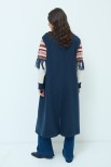 CAPPOTTO CON MANICA IN MAGLIA E FRANGE BLU