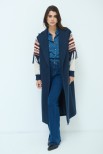 CAPPOTTO CON MANICA IN MAGLIA E FRANGE BLU