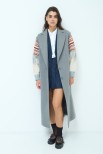 CAPPOTTO CON MANICA IN MAGLIA E FRANGE GRIGIO