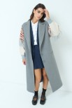 CAPPOTTO CON MANICA IN MAGLIA E FRANGE GRIGIO