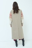 CAPPOTTO CON MANICA IN MAGLIA E FRANGE MORO