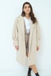 CAPPOTTO MONOPETTO MANICA CON PIEGHE BEIGE