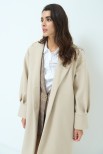 CAPPOTTO MONOPETTO MANICA CON PIEGHE BEIGE