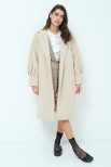 CAPPOTTO MONOPETTO MANICA CON PIEGHE BEIGE