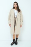 CAPPOTTO MONOPETTO MANICA CON PIEGHE BEIGE