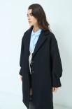 CAPPOTTO MONOPETTO MANICA CON PIEGHE NERO