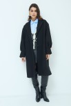 CAPPOTTO MONOPETTO MANICA CON PIEGHE NERO