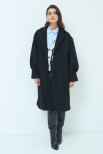 CAPPOTTO MONOPETTO MANICA CON PIEGHE NERO