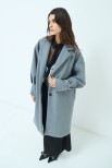 CAPPOTTO MONOPETTO MANICA CON PIEGHE GRIGIO