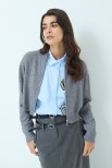 CARDIGAN ZIP LUREX GRIGIO