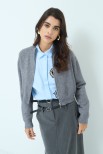 CARDIGAN ZIP LUREX GRIGIO