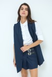 GILET OVER RIGA LUREX BLU