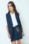 GILET OVER RIGA LUREX BLU