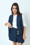 GILET OVER RIGA LUREX BLU