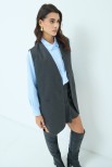 GILET OVER RIGA LUREX GRIGIO