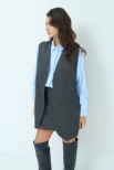 GILET OVER RIGA LUREX GRIGIO