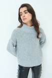 MAGLIA MEZZO COLLO BOUCLE GRIGIO CHIARO