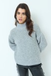 MAGLIA MEZZO COLLO BOUCLE GRIGIO CHIARO