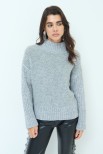 MAGLIA MEZZO COLLO BOUCLE GRIGIO CHIARO