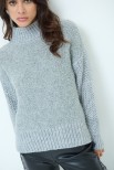 MAGLIA MEZZO COLLO BOUCLE GRIGIO CHIARO