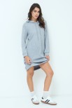 ABITO IN MAGLIA CON CAPPUCCIO LUREX GRIGIO