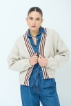 BOMBER CON COSTINA PAILLETTES BEIGE