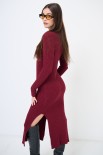 ABITO MIDI SCOLLO V A COSTE CON SPACCO BORDEAUX