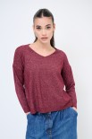 MAGLIA AMPIA SCOLLO V LUREX BORDEAUX