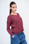 MAGLIA AMPIA SCOLLO V LUREX BORDEAUX