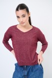 MAGLIA AMPIA SCOLLO V LUREX BORDEAUX