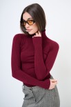 MAGLIA COLLO ALTO TAGLIO RAGLAN BORDEAUX