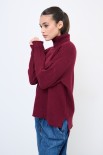 MAGLIA OVER COLLO ALTO CON SPACCHI BORDEAUX