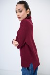 MAGLIA OVER COLLO ALTO CON SPACCHI BORDEAUX