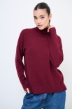 MAGLIA OVER COLLO ALTO CON SPACCHI BORDEAUX