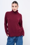 MAGLIA OVER COLLO ALTO CON SPACCHI BORDEAUX