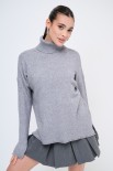 MAGLIA OVER COLLO ALTO CON SPACCHI GRIGIO MEDIO