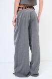 PANTALONE PALAZZO CON INSERTO PIZZO GRIGIO