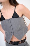 TOP CON INSERTI PIZZO GRIGIO