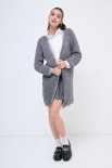 CARDIGAN LUNGO LUREX GRIGIO