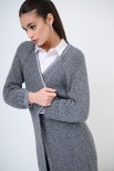 CARDIGAN LUNGO LUREX GRIGIO