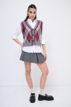 GILET MACUMBA CHECK GRIGIO MEDIO/GRIGIO C./VINO