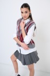 GILET MACUMBA CHECK GRIGIO MEDIO/GRIGIO C./VINO