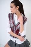 GILET MACUMBA CHECK GRIGIO MEDIO/GRIGIO C./VINO